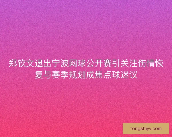 郑钦文退出宁波网球公开赛引关注伤情恢复与赛季规划成焦点球迷议